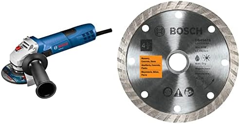 Bosch 4-1/2 polegadas ângulo GWS8-45 com Bosch DB4542S 4-1/2 polegadas Turbo Rim Diamond Blade, prata