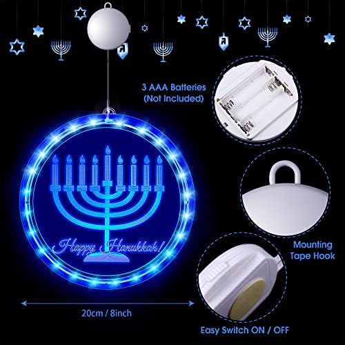 Decorações de Hanukkah Luzes de janela azul chanukah Bateria operada por chanukah luzes LED para judeus Judaísmo Sinagoga
