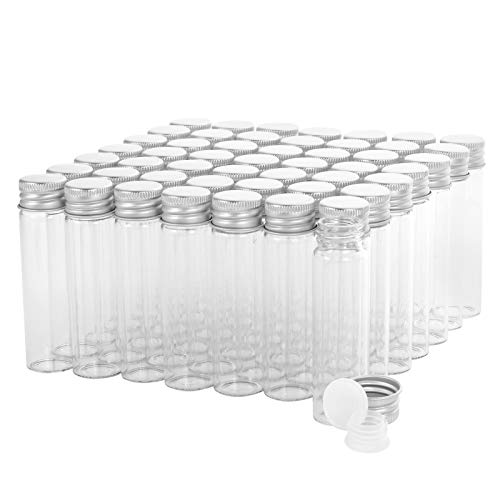 Frascos de vidro de 20 ml com tampas de parafuso e rolhas de plástico, amostra líquida pequena frasco de amostra líquida, frasco