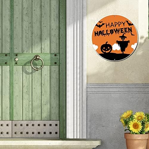 Halloween abóboras gnomos bruxa vintage redonda signo de metal círculo de metal impressão de arte placa placa por porta enferrujada