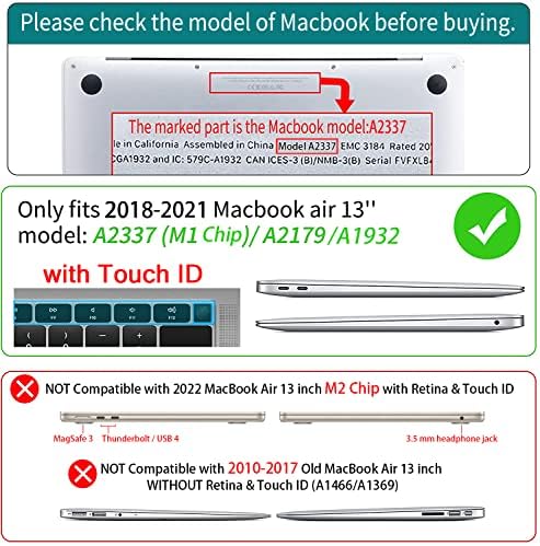 Caso de Teryeefi para serviço pesado para 2018 2019 2020 MacBook Air de 13 polegadas A2337 M1 A2179 A1932, Conhecimento de choque