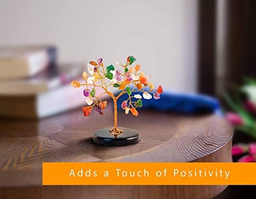 Sete Chakra Bonsai Tree for Car Dashboard Figuras Acessórios feitos de cristal de pedras preciosas com fio dourado