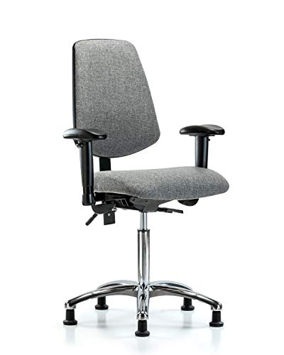Labtech Seating LT42196 Cadeira de bancada média, tecido, base de cromo médio traseiro - braços, planícios, marinha
