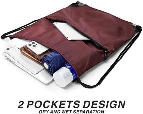 Mochila Airbuyw Drawstring, 210d Nylon Dobrável esportes de ginástica Drawstring Bag Pack Sack W Pocket Pocket para homens