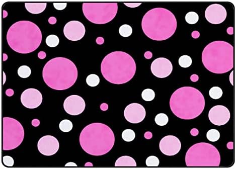 Xollar 63 x 48 em tapetes de área grande da área rosa Polca preta de pão preto