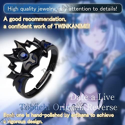 Twinkanime data um anel reverso de origami tobiichi ao vivo versão benny himekawa yoshino s925 anel “All 2” para cosplay aberta banda de alta durabilidade anel ajustável