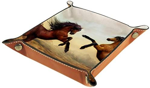 Caso Animal Horse Art Pintura de escritório Organizador Caixa de armazenamento Bandejas de couro artigos de mesa de