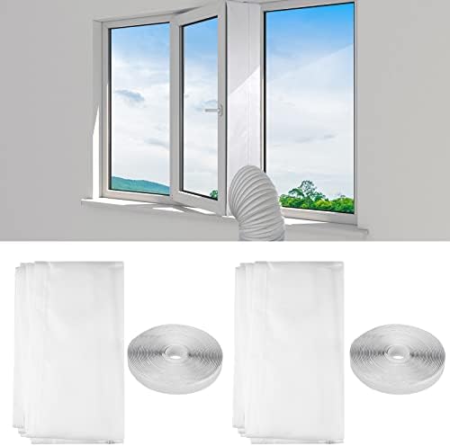 2 conjuntos de 157 / 400 cm de vedação de janela para ar condicionado portátil, guardas de troca de ar portátil kit de janela