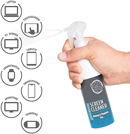 Garrane de spray de limpeza de tela com pano de microfibra para dispositivos eletrônicos, ideais para laptops, computadores, telas