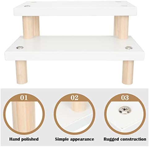 Tabela de varejo Cabilock Stand Stand Wooden Riser Exibir prateleira de 2 camadas Etapas Exibir suporte para a mesa