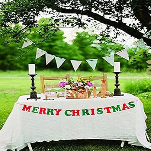 Twstyfal 3pcs Decorações de mesa de madeira de madeira para jantar mesa de café boneco de neve rena Noel Joy acredite feliz natal natalas férias central peça de natal decoração presente