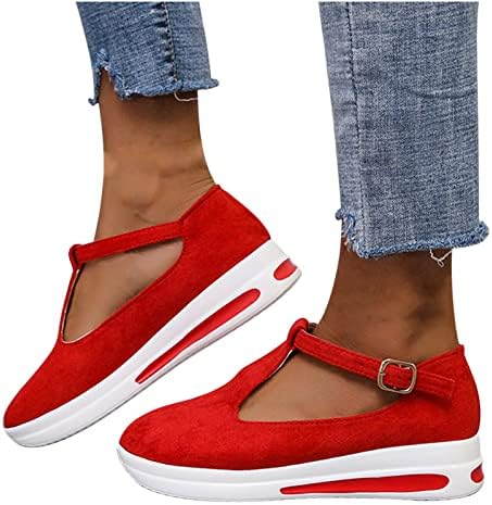 RBCULF Sandálias femininas tênis redondo bombas planas Bombas de fivela de fundo grossa Casual Sport Sport Slip em sapatos