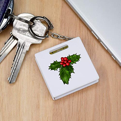 'Festive Holly' Keyring Fita Medida/Ferramenta de Nível de Espírito