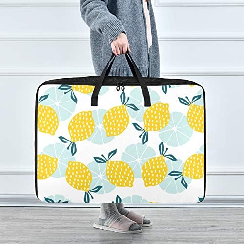 Saco de armazenamento de roupas N/ A Underbed para colcha - Bolsa de grande capacidade de verão com limão com zíperes