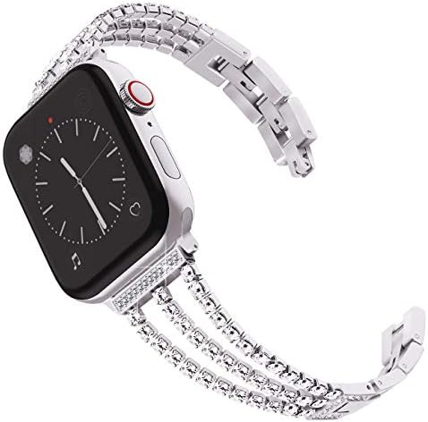Surace Compatível com Apple Watch Band 41mm 40mm 38mm, Bling Diamond Rhinestone Metal Link Link para mulheres Substituição para Apple Watch Series 8 Series 7 6 5 4 3 2 1 SE