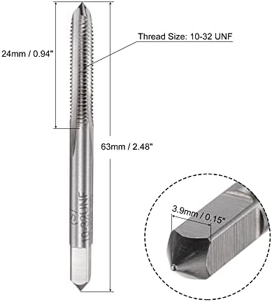 Uxcell Thread Milling Tap 10-32 UNF, M42 HSS não revestido 3 flautas retas parafuso de parafuso Tap 2b Grade de tolerância
