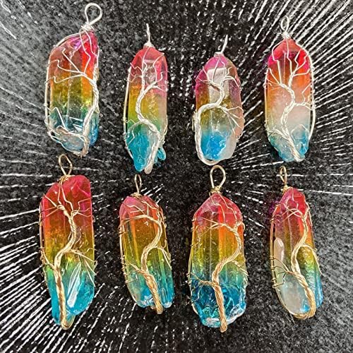 Weiensc Tree of Life Colar Crystal Gemstone Cryaling Rock Chakra Pingente Colar pingente Mulheres Gemotstone Colar Jewelry Gifts