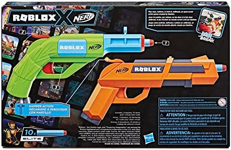 Nerf Roblox Jailbreak: Armory, inclui 2 blasters de ação de martelo, 10 dardos de elite, código para desbloquear o item