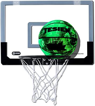 Toque em peixes de basquete extra grande de 23 ”x 16” portátil pré-montado sobre a porta com aro flexível, inclui