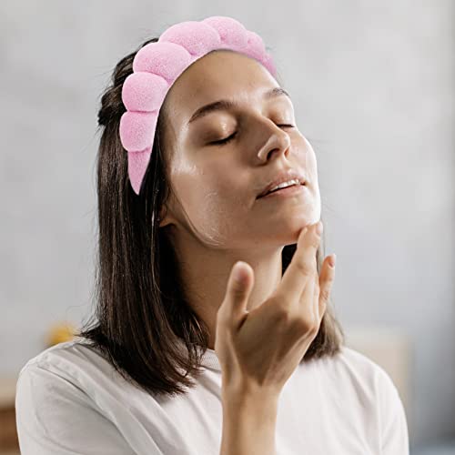 Spa Bandas para Mulheres - Esponja e Towel Towel Faixa da cabeça para lavar o rosto, maquiagem da cabeça para remoção de maquiagem, bandana da cabeça para a pele para a pele e a bandana da bolha de spa versada