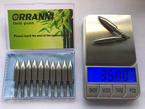 Orranni Stainless Steel Archery Field Points, vários grãos de diâmetro externo, 150/175/200/250, parafuso em dicas