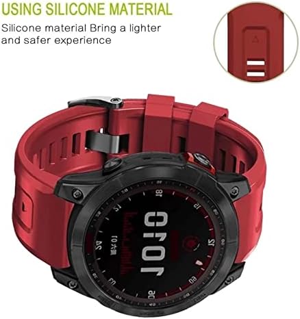 Bkuane 26 22mm Silicone Rellow Relatch Band Strap for Garmin Fenix ​​7x 7 6 6x Pro 5x 5Plus 3HR SmartWatch EasyFit Rose Red
