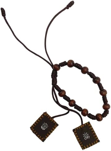 Cordão marrom ajustável com contas de madeira pulseira escapular católica, jóias de oração tradicionais da nossa senhora Carmel