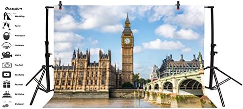 LEYIYI BIG BEN BEN BENDROP 5X3FT FOTOGRAFIA RELÓGIO TORRA ELIZABETH TOWER INGLATERIA Parlamento Casa Westminster Bridge London Travel