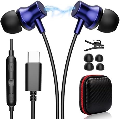 Fones de ouvido USB C ACAGET, fones de ouvido magnéticos para pixel 7 Pro 7a 6 6a fones de ouvido do tipo C Tipo C com ruído de microfone