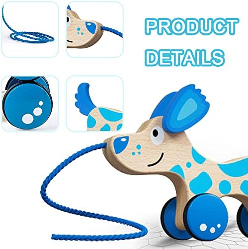 Wooden Pull Dog Toy Toy Walk Walk Pull ao longo do brinquedo com brinquedos de brinquedos de brinquedos de brinquedos
