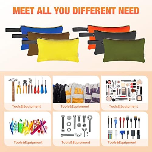 6 bolsas de tela de 6 bolsas de bolsa de ferramentas zíper bolsa de organizador multiuso, com fivela e cordão, para ferramentas