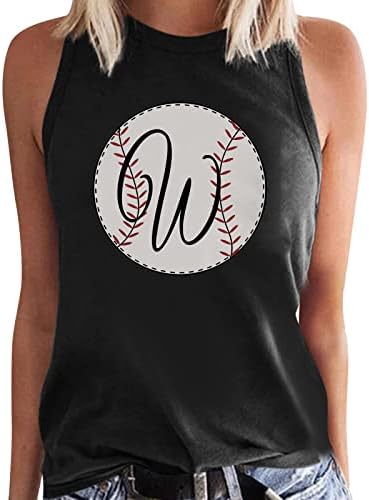 Tampa do tanque de padrões de beisebol para mulheres de verão sem mangas o juba