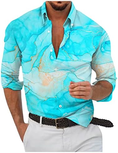 camisas de manga longa de ayaso para homens colorblock botão para baixo stand colar tops blusa plus size slim-fit regular shirt