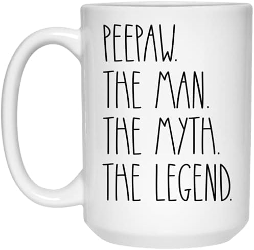 Pepaw, o homem, o mito The Legend Coffee Caneca - Peepaw Rae Dunn Style - Rae Dunn Inspirado - Feliz Aniversário Peepaw - Melhor caneca de café da peepaw - Caneca do Dia dos Pais para Peepaw 11oz, Branco