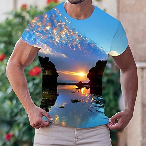 Camisetas de verão para homens mens de personalidade simples moda casual havaianoss pequenos algodão estampado no pescoço curto