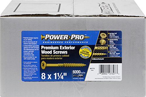 Power Pro 967772 parafusos de madeira, #8 x 1-1/4 , parafusos de deck ao ar livre premium, resistência à ferrugem, bronze com revestimento de epóxi, caixa de 6000pcs