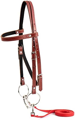 Y.J Tails Bridle de cavalo, Bridles Western Browband ajustável para cavalos com pedaços e rédeas destacáveis, vermelho)