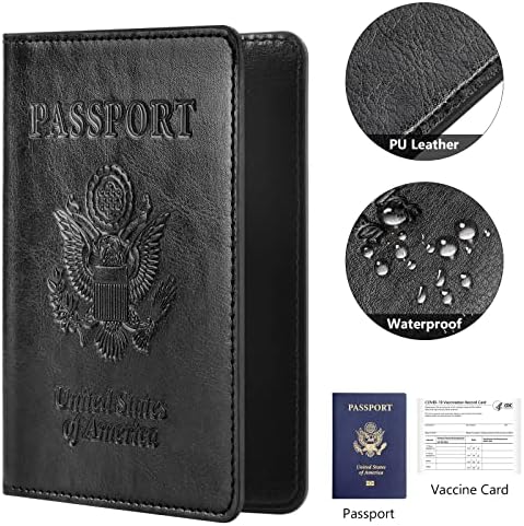 2Pack Passport title, passaporte e portador de cartões de vacina, suporte de passaporte com slot para cartões de vacina, carteira de