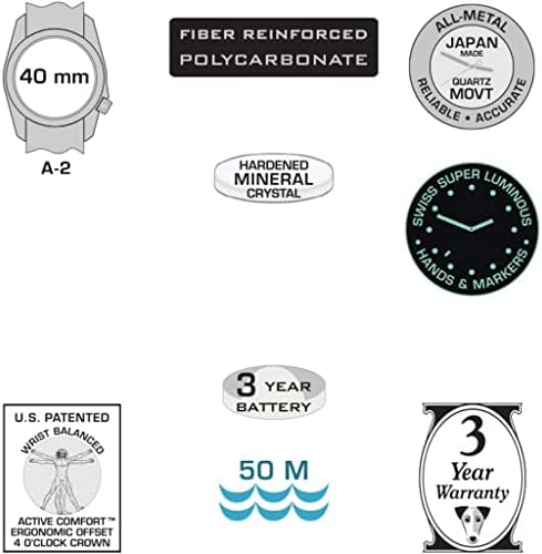 Relógio de campo bertucci dx3 | Dial preto/caixa preta- 354 banda de nylon vintage