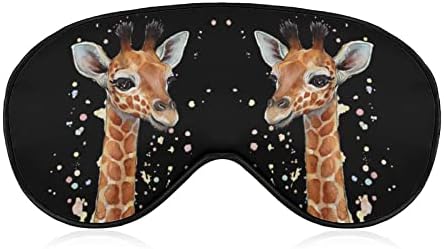 Máscara para os olhos de girafa para dormir de blecaute para a noite com cinta ajustável para homens mulheres viajam de ioga na