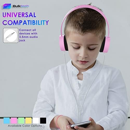 BulkTech 728 fone de ouvido estéreo para crianças, crianças e adolescentes - fones de ouvido sem fio sem fio com