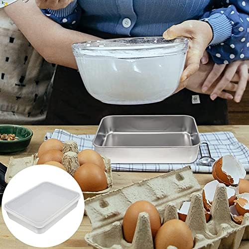 Caixa de armazenamento de alimentos Rosarivae Pan de aço inoxidável para churrasco com tampa Bento Caixa retangular Recipiente