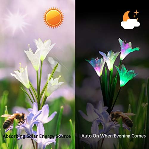 Luzes de flores solares de Pussan, 3 Pacote de lírios de lírios de lírios de lírios de lírios de lírio à prova d'água, pátio de decorações