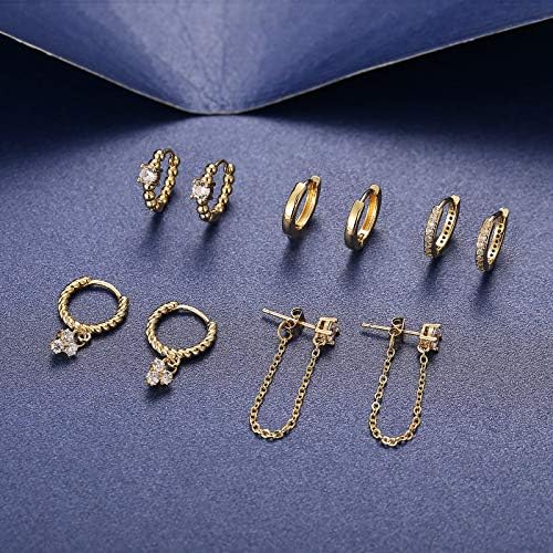 5 pares Brincos de argolas de huggies de prata dourados para mulheres meninas pequenos brincos de argola de barreira para presentes para presentes