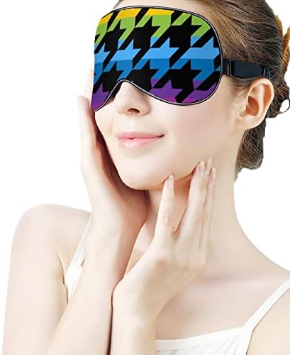 Rainbow Houndstooth Tweed Máscara para os olhos Sono vendidos com bloco de cinta ajustável Blinder Night Night para viagens