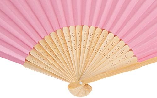 Sepwedd 50pcs papel rosa ventilador de mão branca fã dobrável ventilador handheld fãs dobrados fã para festa de casamento