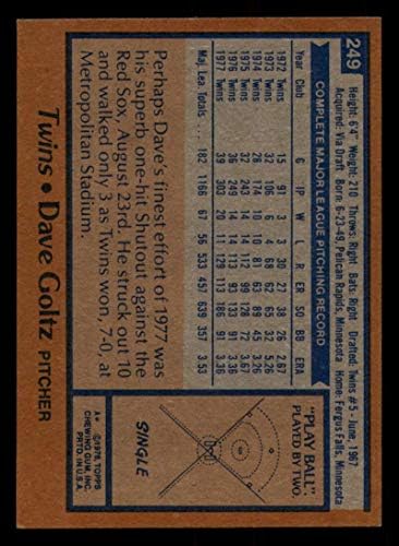 Baseball MLB 1978 Topps 249 Dave Goltz DP Ex excelente gêmeos