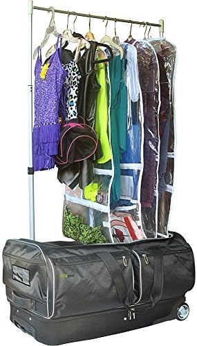 Rack de vestuário de dança de 28 EcoGear, traje rack duffel bagagem de bagagem com mochila de roda de alumínio, roda em linha,