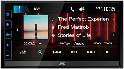 JVC KW-M785BW sem fio Apple CarPlay Android Auto Digital Media Player, Double Din, tela sensível ao toque LCD de 6,8 polegadas, AM/FM,