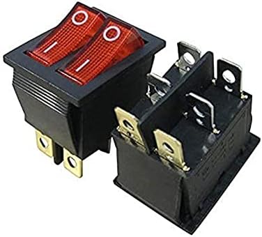 HKTS 2PCS AC 250V/16A, 125V/20A Botão Vermelho e Vermelho com Luz On/Off DPDT 6 PIN 2 Posição Mini Rocker Rocker Switches